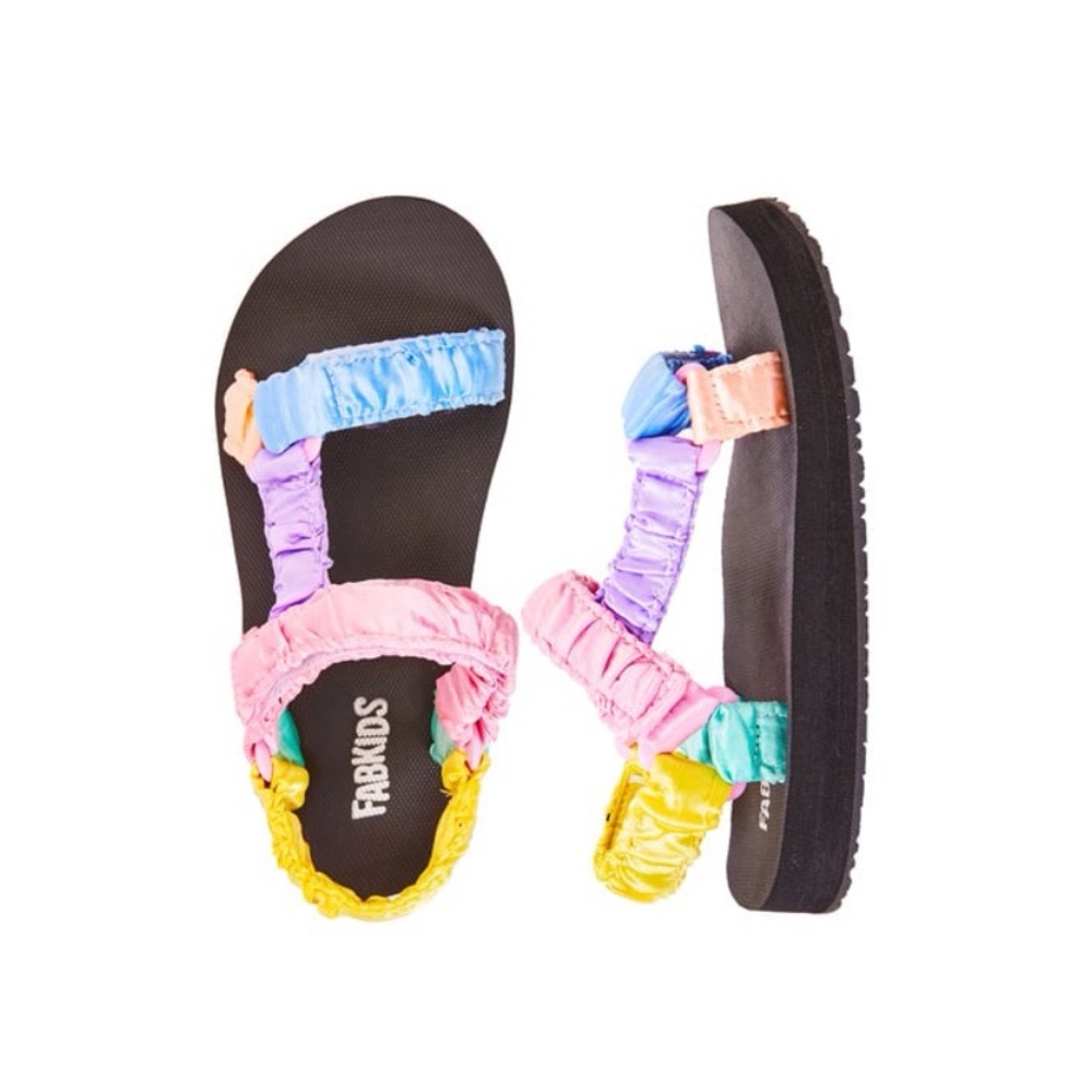 NWOT Fabkids Multicolor Hook & Loop Closure Strap Sandals Girls Size 6/7